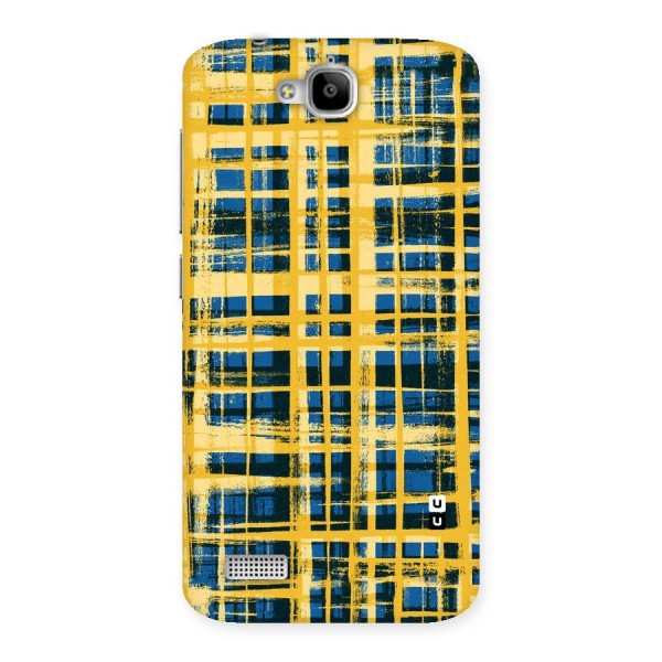 Yellow Rugged Check Design Back Case for Honor Holly