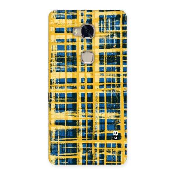 Yellow Rugged Check Design Back Case for Huawei Honor 5X