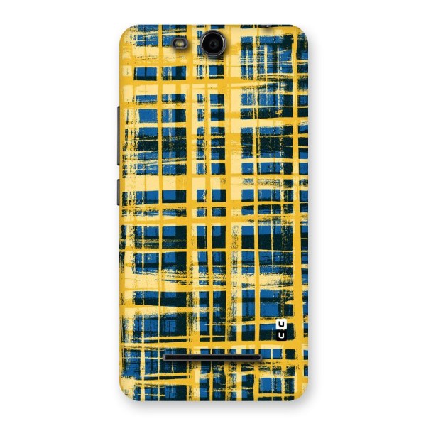 Yellow Rugged Check Design Back Case for Micromax Canvas Juice 3 Q392