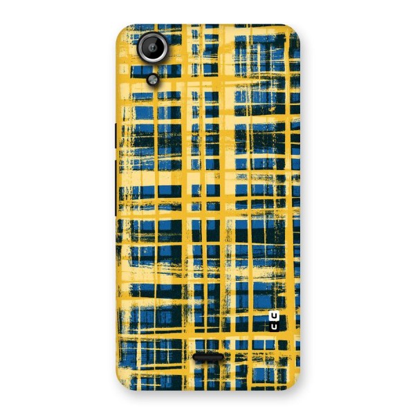 Yellow Rugged Check Design Back Case for Micromax Canvas Selfie Lens Q345
