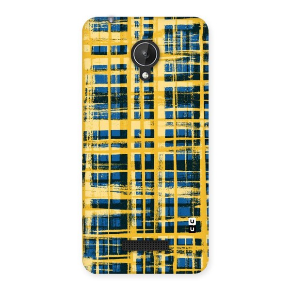 Yellow Rugged Check Design Back Case for Micromax Canvas Spark Q380
