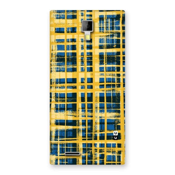 Yellow Rugged Check Design Back Case for Micromax Canvas Xpress A99