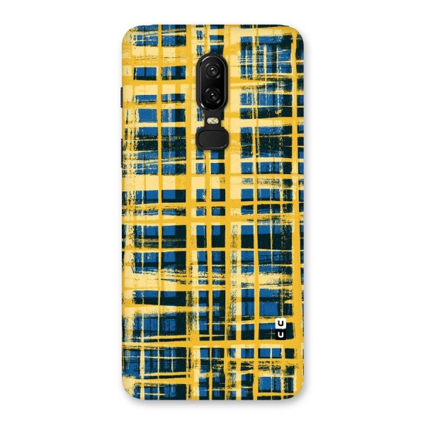Yellow Rugged Check Design Back Case for OnePlus 6