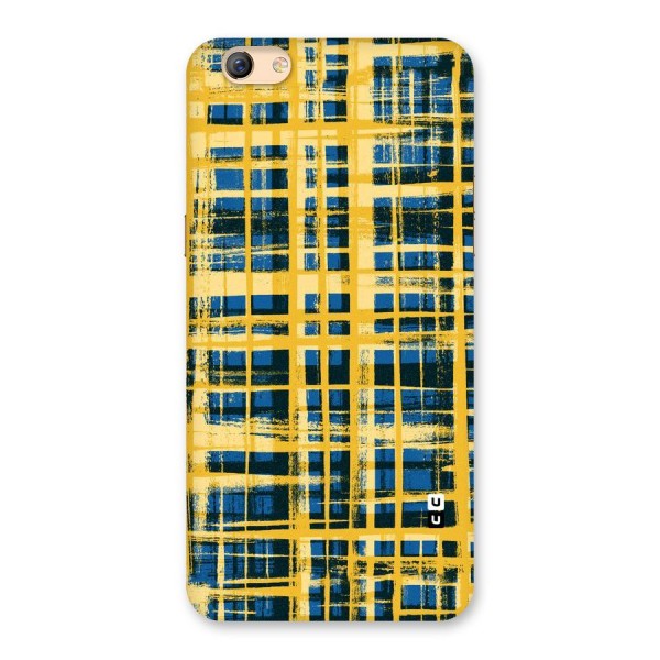 Yellow Rugged Check Design Back Case for Oppo F3 Plus
