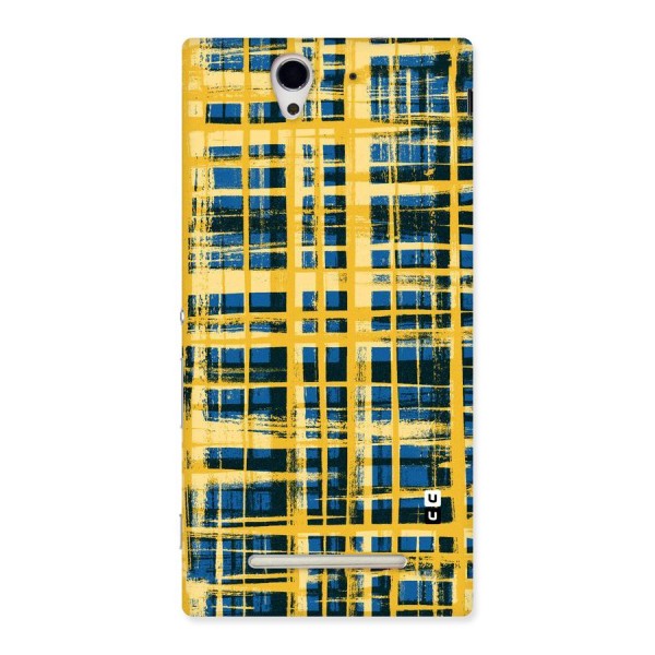 Yellow Rugged Check Design Back Case for Sony Xperia C3
