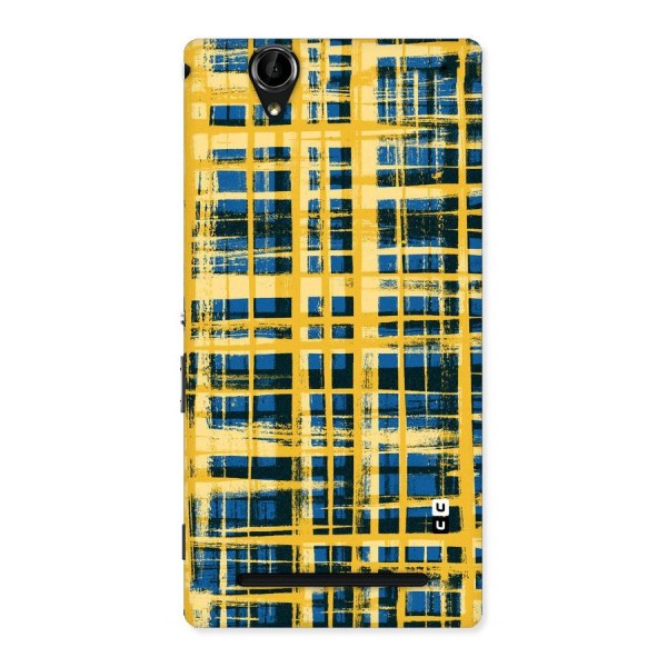Yellow Rugged Check Design Back Case for Sony Xperia T2