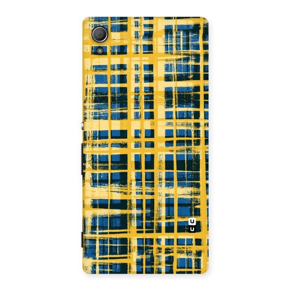 Yellow Rugged Check Design Back Case for Xperia Z3 Plus