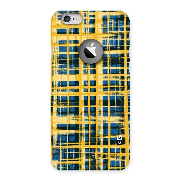Yellow Rugged Check Design Back Case for iPhone 6 Logo Cut