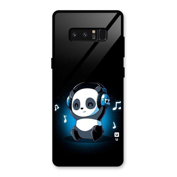 Adorable Panda Enjoying Music Glass Back Case for Galaxy Note 8