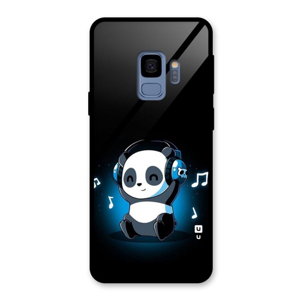 Adorable Panda Enjoying Music Glass Back Case for Galaxy S9