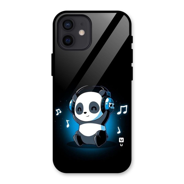 Adorable Panda Enjoying Music Glass Back Case for iPhone 12