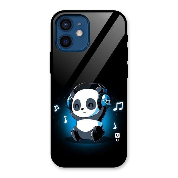 Adorable Panda Enjoying Music Glass Back Case for iPhone 12 Mini