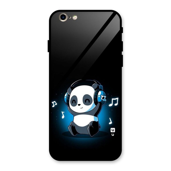Adorable Panda Enjoying Music Glass Back Case for iPhone 6 6S