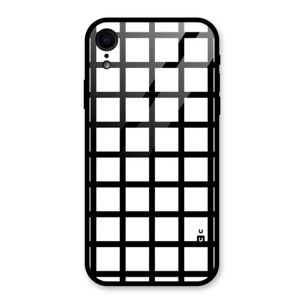 Aesthetic Grid Lines Glass Back Case for iPhone XR