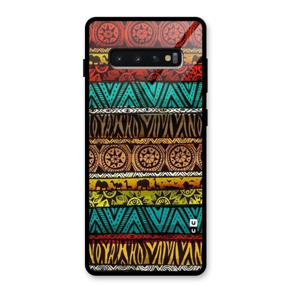 African Design Pattern Glass Back Case for Galaxy S10 Plus