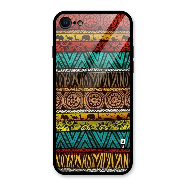 African Design Pattern Glass Back Case for iPhone 7