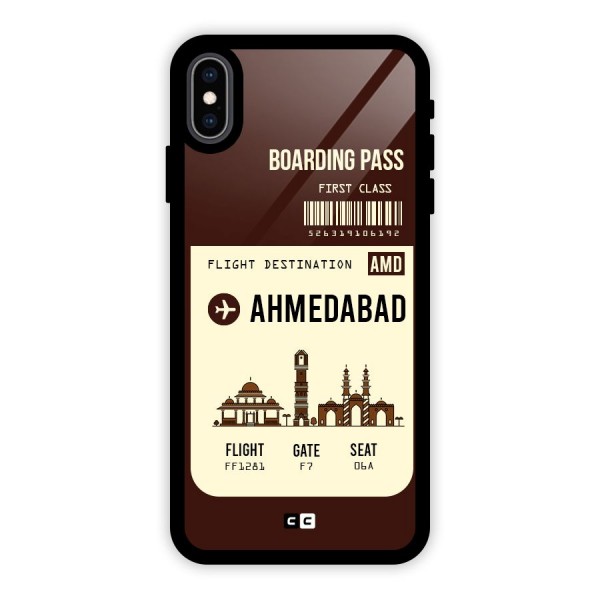 Ahmedabad Boarding Pass Glass Back Case for iPhone XS Max