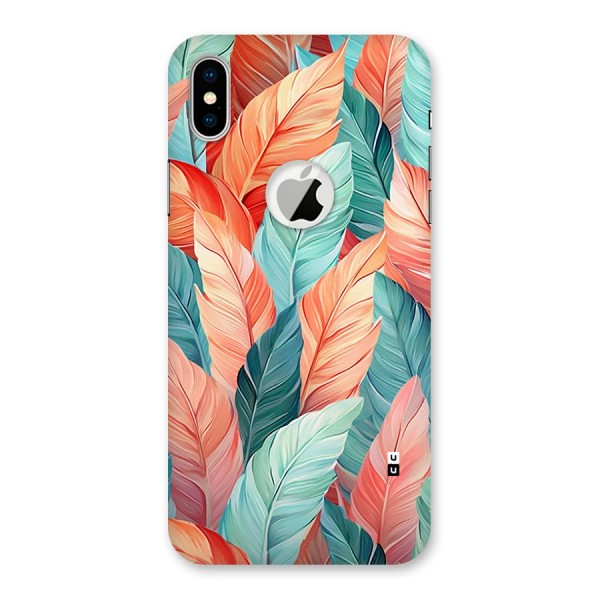 Amazing Colorful Leaves Back Case for iPhone XS Logo Cut