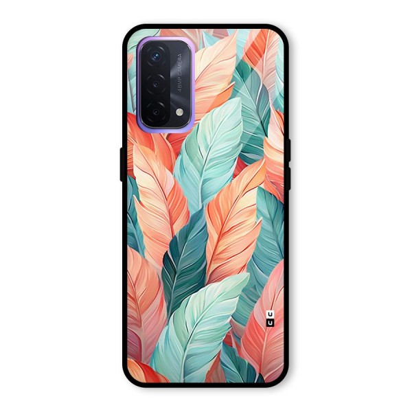 Amazing Colorful Leaves Glass Back Case for Oppo A74 5G