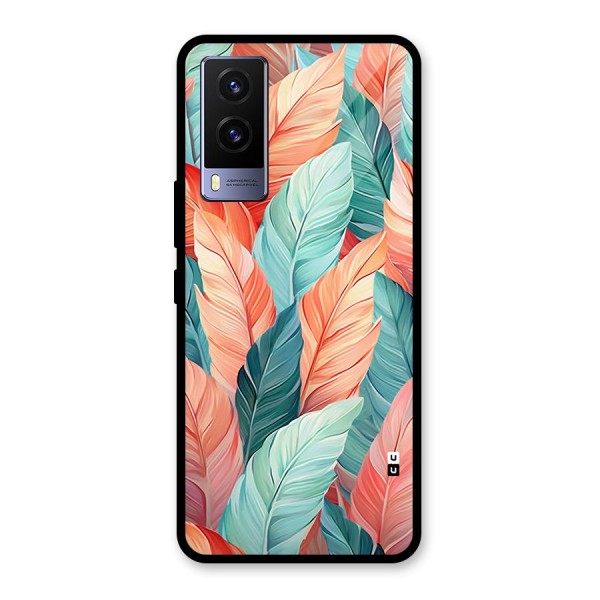Amazing Colorful Leaves Glass Back Case for Vivo V21e 5G