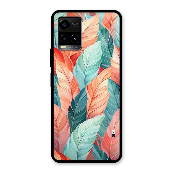 Amazing Colorful Leaves Glass Back Case for Vivo Y33s
