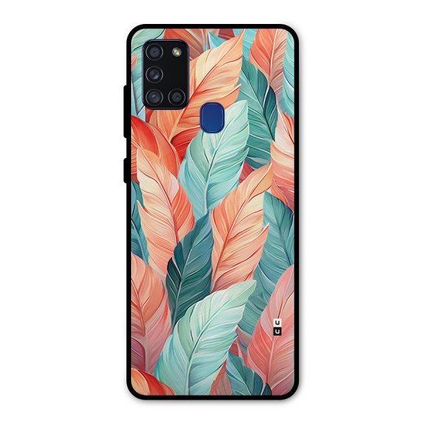 Amazing Colorful Leaves Metal Back Case for Galaxy A21s