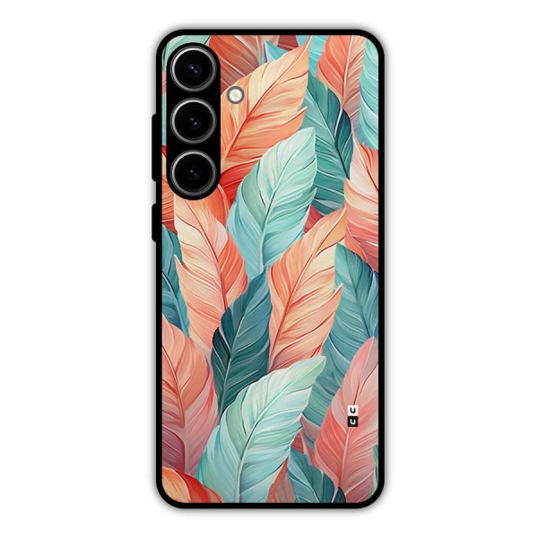 Amazing Colorful Leaves Metal Back Case for Galaxy S24 Plus