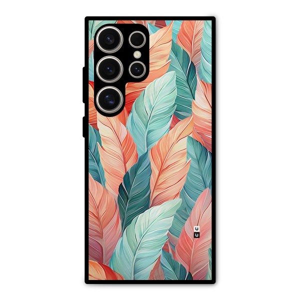 Amazing Colorful Leaves Metal Back Case for Galaxy S24 Ultra
