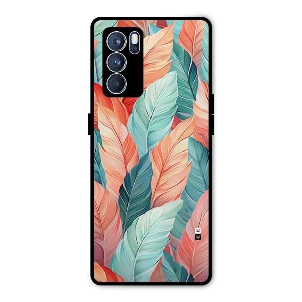 Amazing Colorful Leaves Metal Back Case for Oppo Reno6 Pro 5G