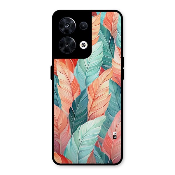 Amazing Colorful Leaves Metal Back Case for Oppo Reno8 5G