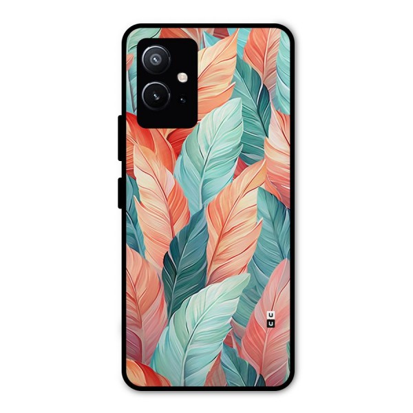 Amazing Colorful Leaves Metal Back Case for Vivo T1 5G