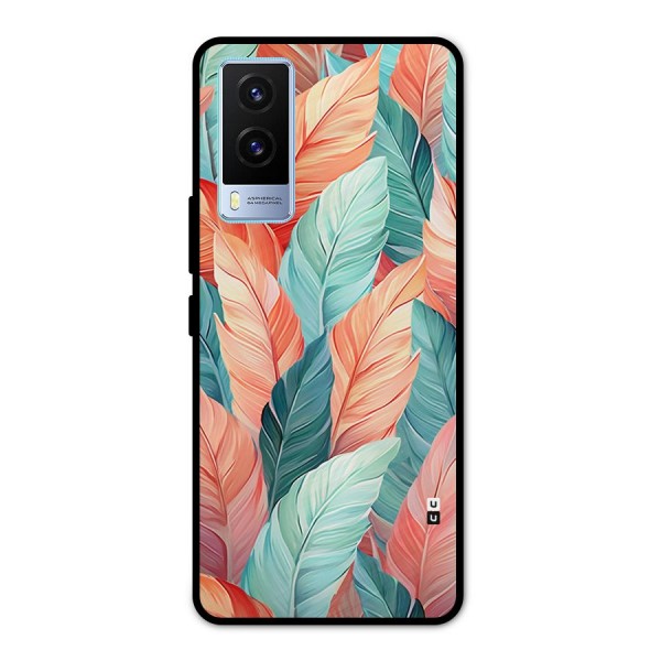 Amazing Colorful Leaves Metal Back Case for Vivo V21e 5G