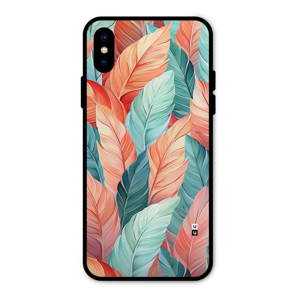 Amazing Colorful Leaves Metal Back Case for iPhone XS