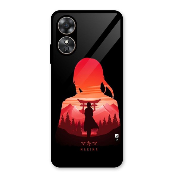 Amazing Makima Glass Back Case for Oppo A17