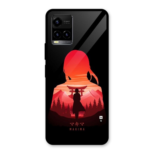 Amazing Makima Glass Back Case for Vivo Y33s