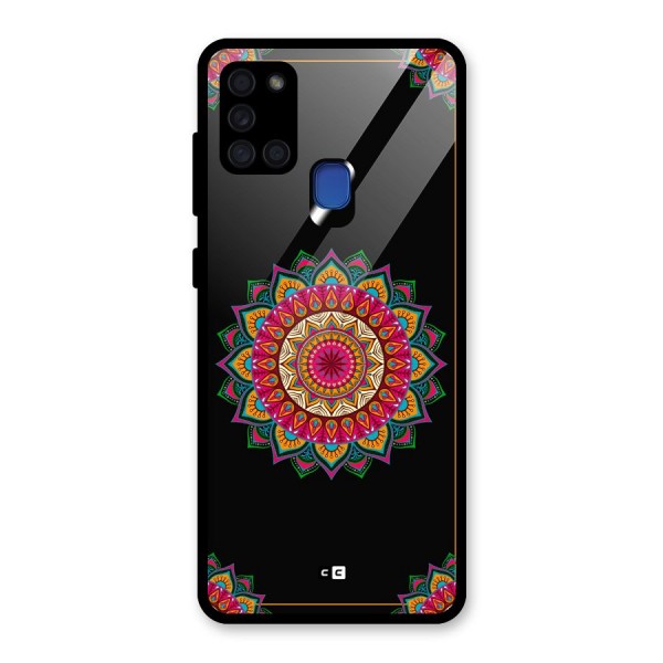 Amazing Mandala Art Glass Back Case for Galaxy A21s