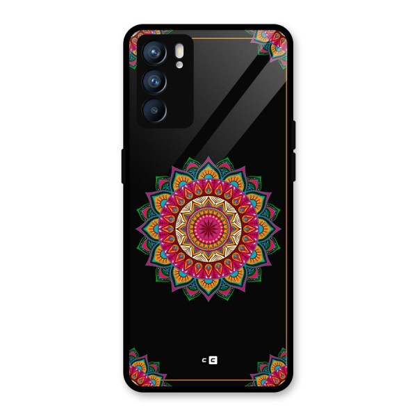 Amazing Mandala Art Glass Back Case for Oppo Reno6 5G