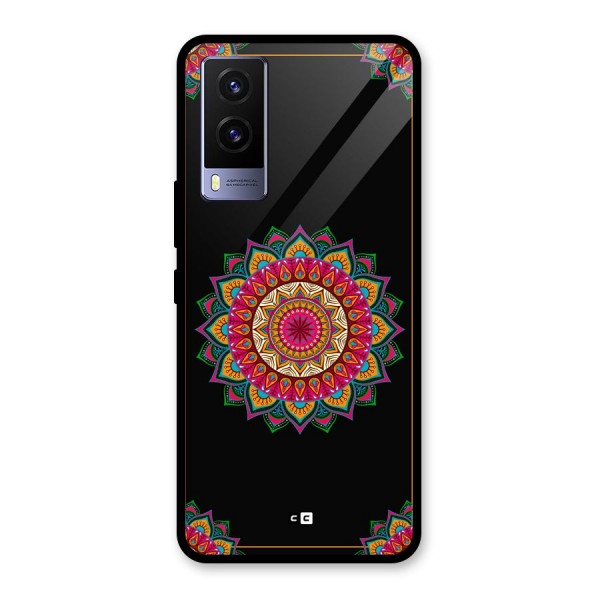 Amazing Mandala Art Glass Back Case for Vivo V21e 5G