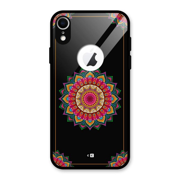 Amazing Mandala Art Glass Back Case for iPhone XR Logo Cut