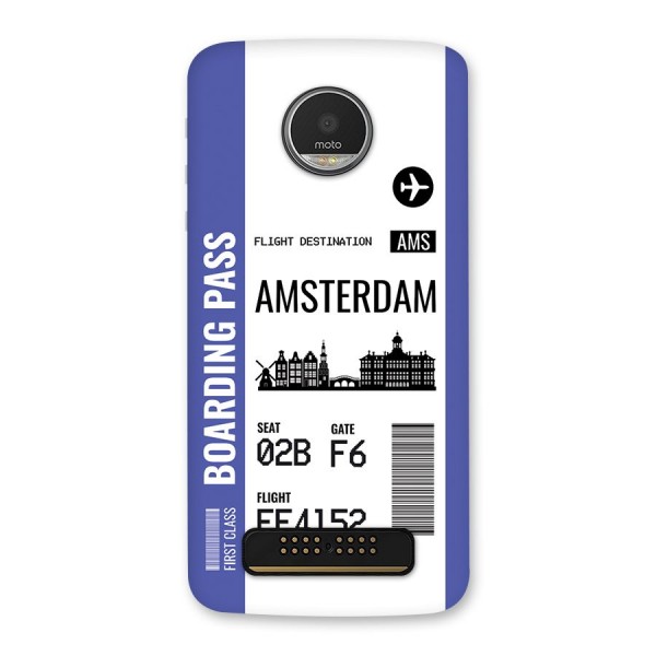 Amsterdam Boarding Pass Back Case for Moto Z Play
