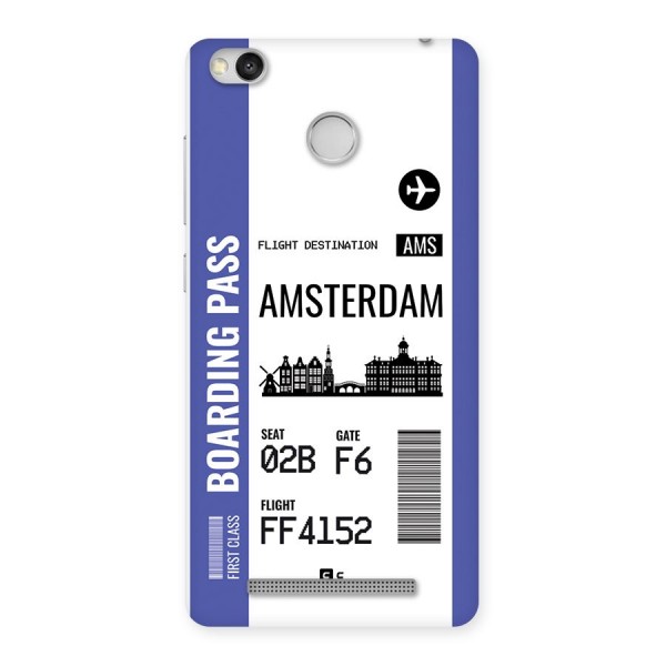 Amsterdam Boarding Pass Back Case for Redmi 3S Prime