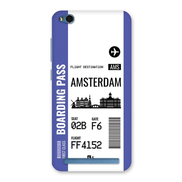 Amsterdam Boarding Pass Back Case for Redmi 5A