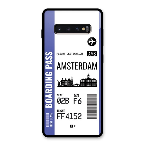Amsterdam Boarding Pass Glass Back Case for Galaxy S10 Plus