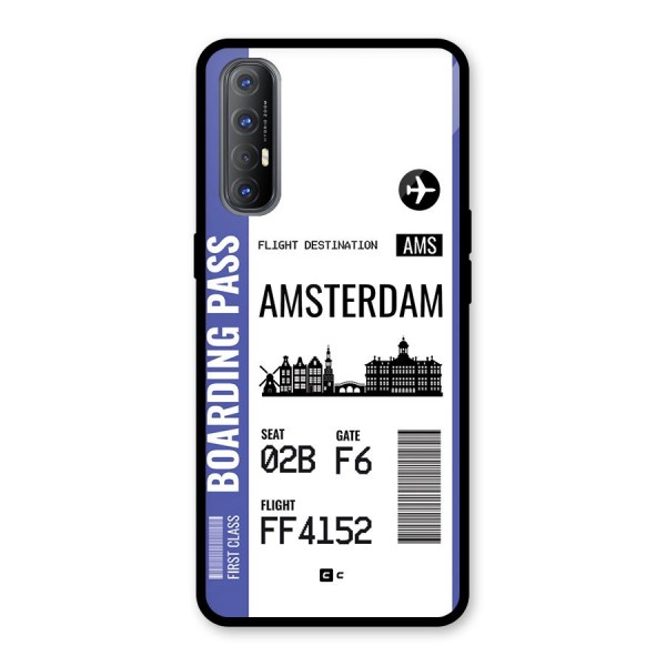 Amsterdam Boarding Pass Glass Back Case for Oppo Reno3 Pro