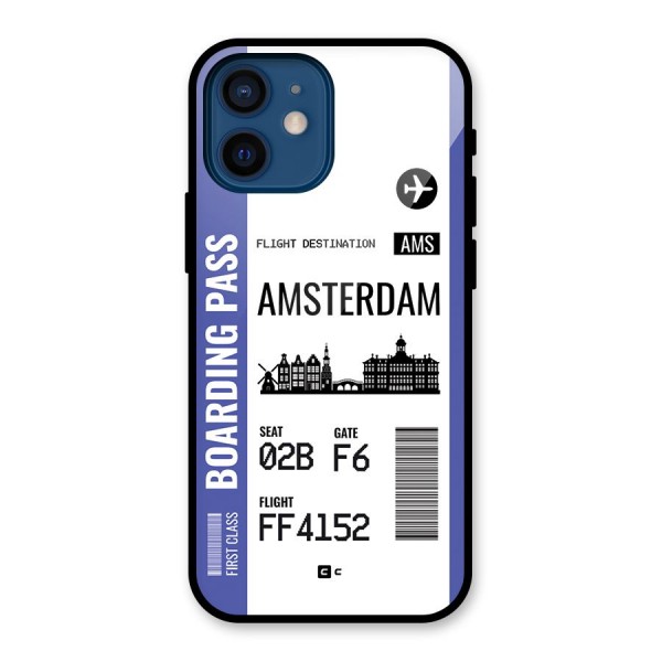 Amsterdam Boarding Pass Glass Back Case for iPhone 12 Mini