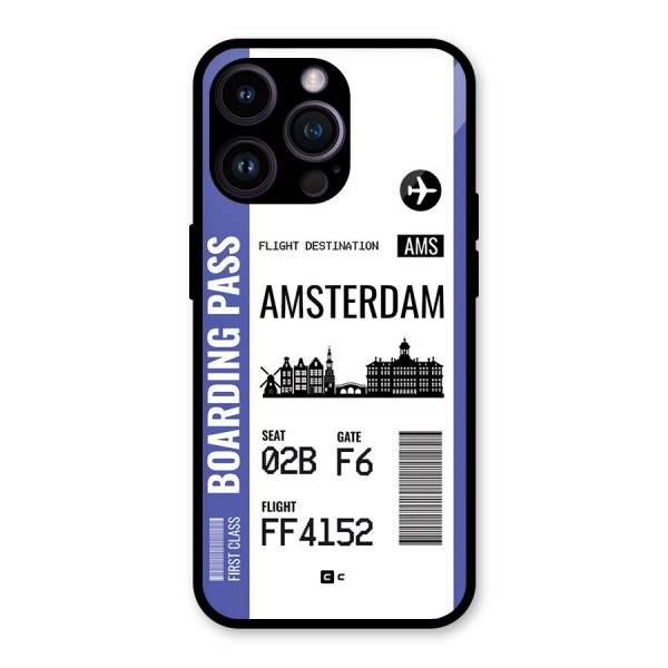 Amsterdam Boarding Pass Glass Back Case for iPhone 14 Pro Max
