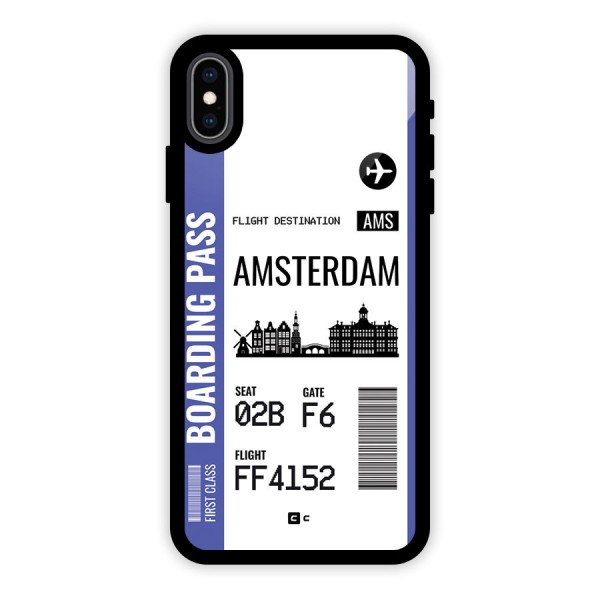 Amsterdam Boarding Pass Glass Back Case for iPhone XS Max