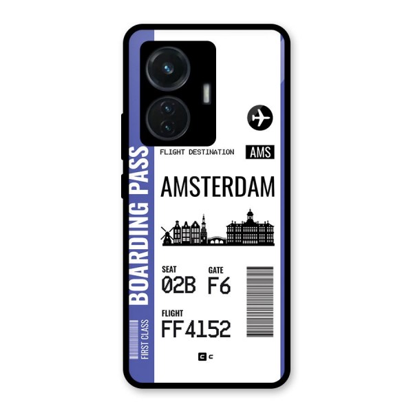 Amsterdam Boarding Pass Glass Back Case for iQOO Z6 44W