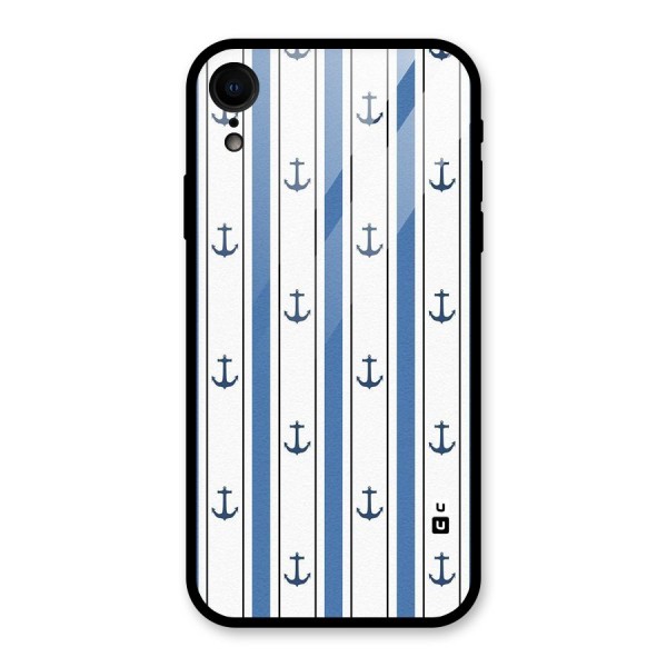 Anchor Stripe Lines Glass Back Case for iPhone XR