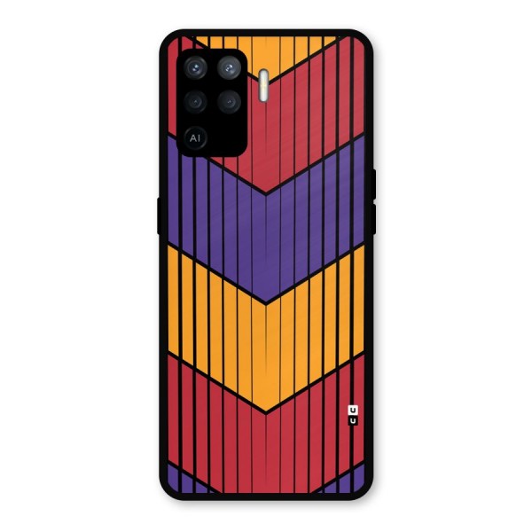 Angular Stripes Metal Back Case for Oppo F19 Pro